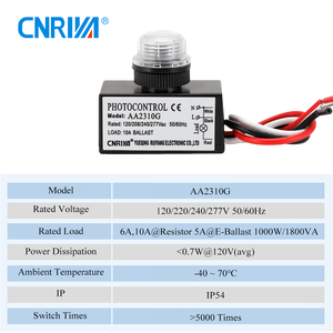 Interruptor de Botón con Fotocélula Electrónica CNRIYA con Clasificación IP65/IP66, Carga Nominal de 105-305V 6A/10A para Control de Iluminación LED - Product Image 2