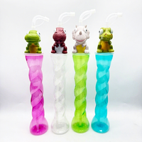 Bouteille d'eau en plastique personnalisée ZB Wholesale 500 ml pour fête, motif dinosaure, avec paille et couvercle, sans BPA, écologique, pour aliments