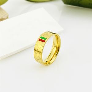 Bagues de Marque de Luxe pour Femme en Acier Inoxydable Plaqué Or 18k Rouge et Vert, Bijoux Tendance pour Homme - Product Image 1