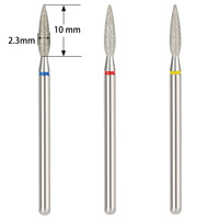 2.5mm Flamme Forme Diamant Nail Bit Haute Qualité Manucure Pédicure Outils pour Cuticule Propre Diamant Nail Bits