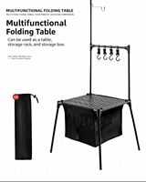 Table à manger pliante portable en alliage d'aluminium, design minimaliste moderne, compartiment de rangement, accessoires pour pique-nique et voyages en voiture