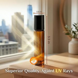 Vente en gros de flacons d'huile de parfum roll-on de 10 ml, flacons en <span class=keywords><strong>verre</strong></span> ambré pour huiles essentielles <span class=keywords><strong>avec</strong></span> bille en acier inoxydable - Product Image 5