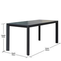 Table à manger d'extérieur moderne OSMEN Grawford, en céramique et verre, avec structure en aluminium, rectangulaire, pour patio, balcon, cour, meubles de jardin
