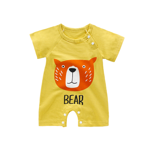 Pyjama barboteuse d'été unisexe HENGSONG en coton tissé 100 % avec boutons-pression pour bébés et tout-petits, motif dessin animé, vente en gros - Product Image 1