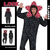 Costume de cosplay Echo Cross-border Factory, Combinaison à motif Fleur Carnivore et visage éclatant, Robe de nuit, Polyester, Unisexe, Costumes ODM