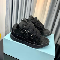 Sneakers de luxe haut de gamme 2026 Lanvine à plateforme - Chaussures décontractées à lacets pour femmes avec talon compensé