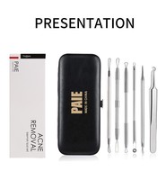 6pcs acier inoxydable élimination des points noirs aiguilles d'acné bouton Spot Comedo extracteur outils Kits