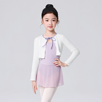 Crop tops de ballet pour filles, haut côtelé à lacets contrastés avec manches longues