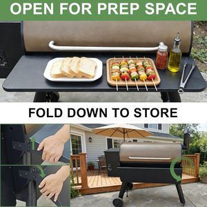 Étagère pliable pour préparation et rangement de barbecue, supporte jusqu'à 60 lb et garde une forme stable, accessoires de barbecue professionnels, emballage pour vente par correspondance - Product Image 3