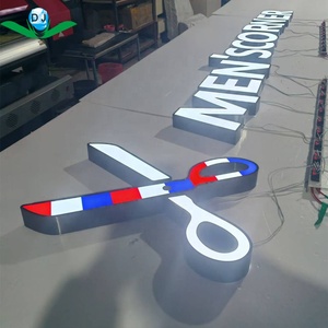 Letrero Led de 40x40 cm, letrero Led rojo para barbería, señalización Led para barbería, exterior, Doner Chef, Shenyang, letrero con letras de luz Led - Product Image 1