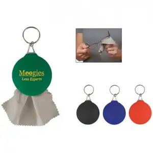 Customized Rubber Key Chain with Microfiber Cleaning Cloth