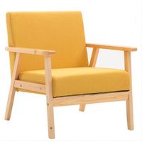 Le style japonais d'OEM conçoit le fauteuil tapissé de bois de tissu pour le salon avec la chaise de sofa de jambes en bois solide