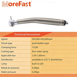 5 Piezas de Turbina Dental LED de Alta Velocidad con Iluminación Automática y <span class=keywords><strong>4</strong></span> Salidas de Agua para Perforación Dental y Preparación de Cavidades - Product Image 2
