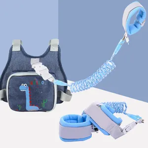 Laisse à ressort en acier durable de 2.5m de long Harnais de sécurité pour la marche des enfants avec sac de rangement