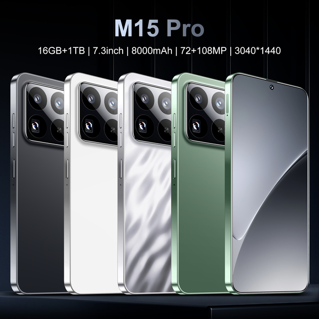 Global 5G LTE Bands M15 Pro 5G Smartphone With 7.3-inch HD Screen 16GB+1TB Storage Android 14 System Dual SIM Card Mobile Phone