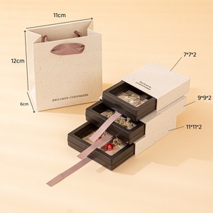 Estuche <span class=keywords><strong>de</strong></span> Lujo <span class=keywords><strong>de</strong></span> Papel Texturizado para Joyas, Organizador <span class=keywords><strong>de</strong></span> Viaje con Cajón para Collares y Pendientes, Estuche <span class=keywords><strong>de</strong></span> Regalo Personalizado - Product Image 3