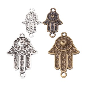 Conector de Mano de Hamsa con Cuentas y Ojo Turco, de Aleación de Zinc, Bronce y Plata Antigua, para Amuletos de Protección y Manualidades - Product Image 5