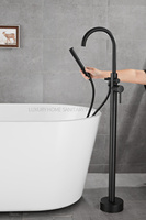 Robinet de baignoire sur pied rond de couleur noire mate de style de mode domestique de luxe robinets sur pied