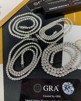 Pengiriman di Hari yang Sama Kalung Rantai Moissanite Perak Sterling 925 2mm 3mm 4mm Warna D VVS Bersertifikat Hasil Uji Berlian