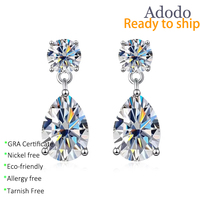 Bijoux en argent sterling S925 sur mesure avec moissanite taille poire VVS pour les boucles d'oreilles de Noël, cadeau pour femme avec certificat Gema