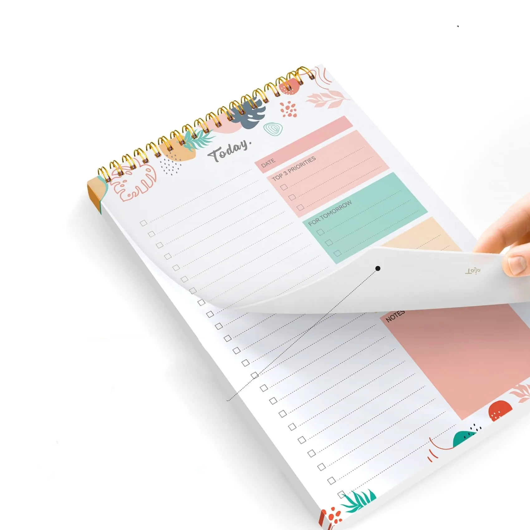 Planificador diario en espiral con impresión OEM personalizada, organizador de lista de verificación de tareas, Bloc de notas con lista de tareas