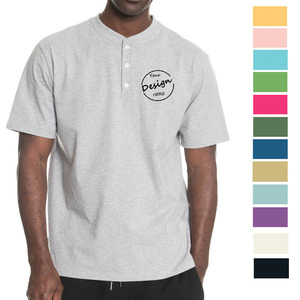 Sérigraphie personnalisée Ringspin coton 180Gsm été à manches courtes hommes mode décontracté Henley t-shirts pour hommes - Product Image 1