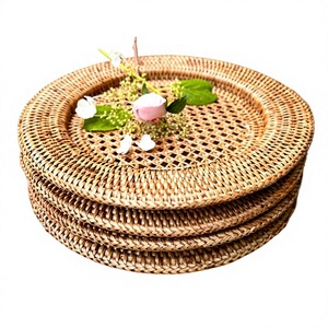 Rattan Woven Charger Plate Wicker Charger Plate Round Rattan Placemat Handmade Eco Friendly Dining Table Decoration - Product Image 1