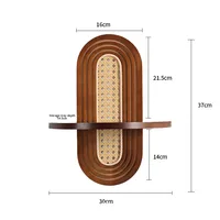 Étagère murale décorative multifonctionnelle en bois massif vintage de style wabi-sabi, support pour pot de fleurs en rotin pour salon