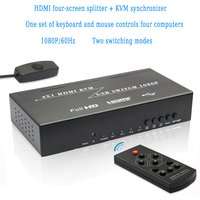 Commutateur KVM 4K @ 60Hz Port USB HDMI Sélecteur 4 en 1 Sortie pour 4 Ordinateurs Partager Clavier Souris Imprimante et 1 Moniteur HD