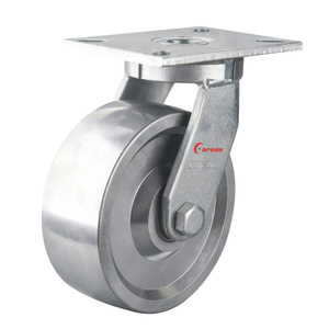 Ruedas Industriales de Alta Resistencia de 8 Pulgadas, Ruedas de Acero Giratorias Galvanizadas con Protectores de Rosca para Horquillas, Placa Superior de 9.5 mm, Rueda Dura Sin Freno, 1 Año de Garantía - Product Image 1