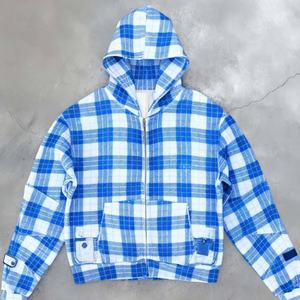 TKAN207D Men's fashion casual vintage style <b>zipper</b> hooded long-sleeved 100% Cotton embroidered Waffle Knit <b>Hoodies</b> - Product Image 2