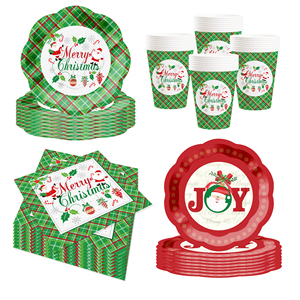 อุปกรณ์จัดงานปาร์ตี้คริสต์มาส DAMAI ชุดตกแต่งซานตาคลอสสร้างความสนุกสนานในวันคริสต์มาส ประกอบด้วยจานกระดาษ แก้วน้ำ และกระดาษเช็ดปากสำหรับงานปาร์ตี้คริสต์มาส - Product Image 5