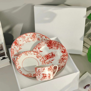 Wholesale Luxury Bone China Dinnerware Sets Gold Inlay Animal Pattern Portable Leak-Proof Dishwasher Safe Fade Resistant Cup Kit - Product Image 1