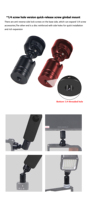 Rotule miniature rotative à 360° pour caméras d'action, avec monture griffe froide 1/4 pouce, compatible DSLR, projecteur, flash, LED, moniteur, téléphone, trépied, charge maximale 2,5 kg