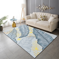 Tapis d'intérieur en polyester à poils ras, motif naturel feuilles et fleurs, style pastoral, pour la maison