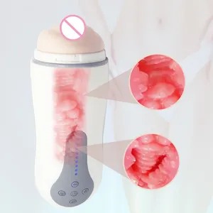 QI-LUO Aircraft Cup Virgo Genital cap pria masturbasi perangkat otomatis dengan pemanas dan suhu konstan