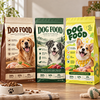 Sacs à fond plat personnalisés imprimés en gros pour aliments pour chats et chiens, 500g, 1kg, 2kg, 5kg, emballage mat pour aliments pour animaux de compagnie avec fermeture éclair