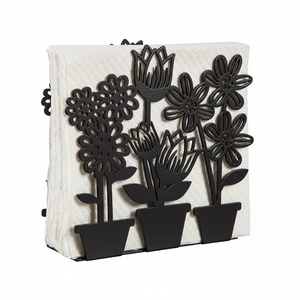 Porte-serviettes en métal au design floral, dessus de table fantaisie, ustensiles de cuisine décoratifs faits à la main, porte-serviettes en métal de couleur personnalisée - Product Image 1