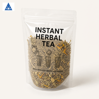Sachet transparent refermable avec fermeture éclair pour emballage de thé en vrac, thé aux fleurs, qualité alimentaire, impression personnalisée