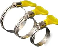 Colliers de serrage jaunes en acier inoxydable électroplaqué, réglables avec vis à molette, type clé, largeur de bande 8 mm, métrique/pouces, pour plomberie et automobile