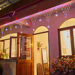 בית חרושת חג שמש שמש, כוכב ירח מפל פיות חתונה שרוך חלון חג המולד בטיחות הוביל אורות מחרוזת וילון - Product Image 2