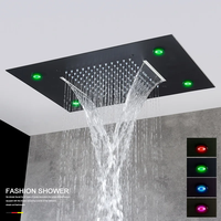 Pommeau de douche LED intelligent multifonctionnel avec télécommande, grand jet de pluie, pulvérisateur carré, pour montage encastré au plafond