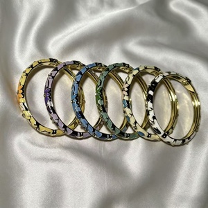 Wholesale Women's Vintage Palace Wind Opening Stacked Charm Bracelet Gold Plated Fresh <b>Sweet</b> Color Dripping Oil Enamel Petal - Product Image 2
