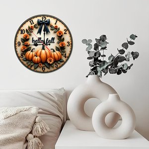Round Wooden Wall <b>Clock</b> 25x25Cm Hollow Out Silent Non Ticking Home Decor Hanging <b>Clock</b> - Product Image 3