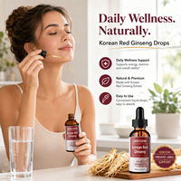 Extrait de Ginseng Rouge Coréen en Gouttes Liquides – Complément Énergétique Naturel à Base de Racine de Ginseng – Boisson Végétalienne pour le Bien-être