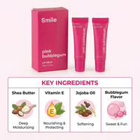Ensemble de baumes à lèvres à la saveur de fruits avec logo personnalisé, infusé de sucre, rose, 10g*2, crème hydratante pour les lèvres, effet repulpant