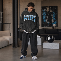 Sweat à capuche zippé délavé à l'acide, coupe oversize, en molleton de coton épais, pour hommes et femmes, style streetwear, marque privée, OEM, faible MOQ, imprimé métallique