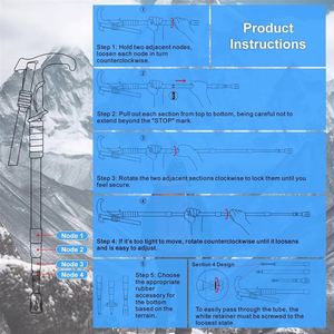 Bâton de randonnée rétractable en alliage d'aluminium pour le trekking et l'escalade en extérieur, avec logo personnalisé, vente en gros - Product Image 4