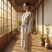 Peignoir en lin et coton personnalisé avec logo, pour spa, sauna, kimono, vêtements de nuit pour hommes et femmes