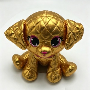 Customized puppy <b>stuffed</b> <b>animal</b>, metallic quilted dog plush,Gold dog plush toy,shiny puppy plush with pink collar - Product Image 5